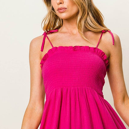 BiBi Texture Smocked Sleeveless Jumpsuit - MimiStylez