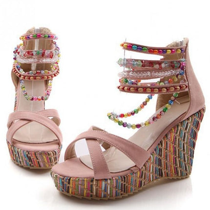 Bohemian Wedge Handmade Beaded Sandals Platform Shoes