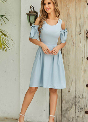 Cutout Tied Cold-Shoulder Dress - MimiStylez