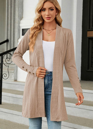 Open Front Long Sleeve Cardigan - MimiStylez
