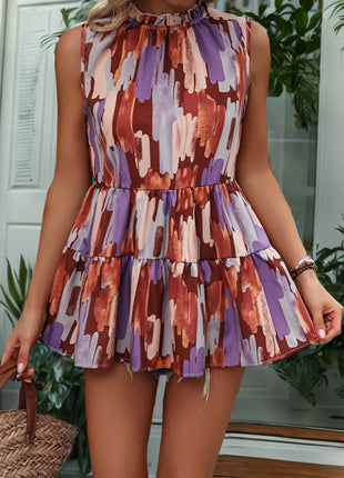 Peplum Mock Neck Sleeveless Blouse - MimiStylez