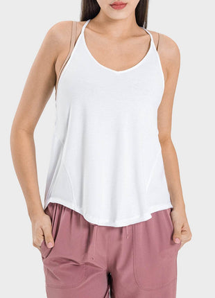 Slit Spaghetti Strap Scoop Neck Active Cami - MimiStylez