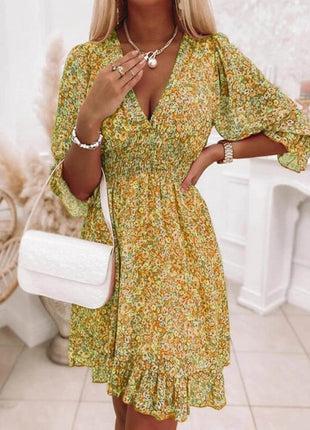 Full Size Ruffled Hem Floral Dress Plus Size - MimiStylez