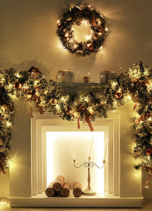 60cm Christmas Wreath With Glitter Balls & LED Lights - Festive Holiday Decor