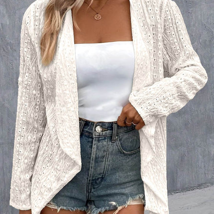 Eyelet Roll-Tab Sleeve Cardigan - MimiStylez