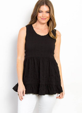 Be Stage Ruffled Sleeveless Babydoll Top - MimiStylez