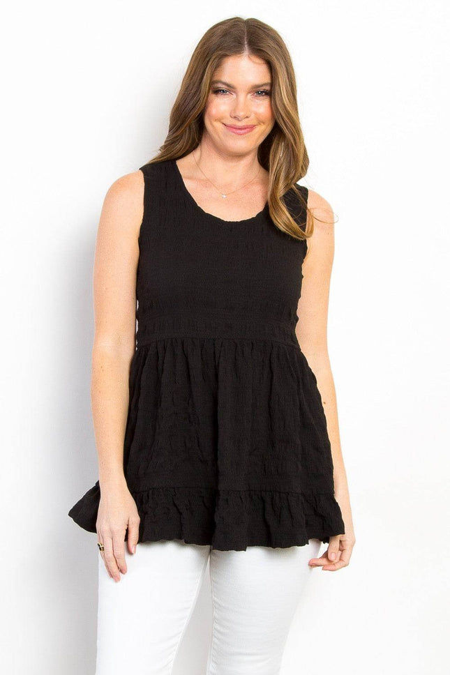 Be Stage Ruffled Sleeveless Babydoll Top - MimiStylez
