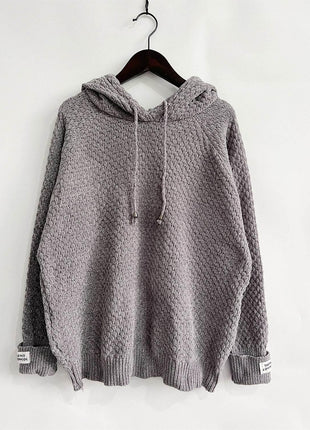 Drawstring Long Sleeve Hooded Sweater - MimiStylez