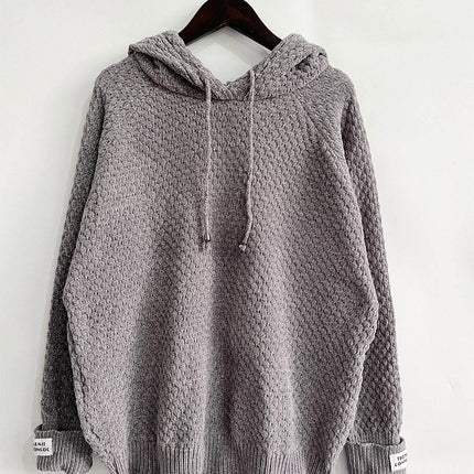 Drawstring Long Sleeve Hooded Sweater - MimiStylez