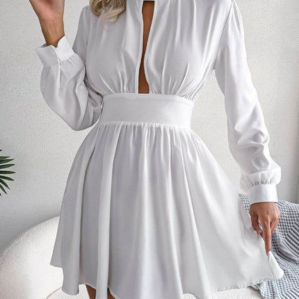 Cutout Turtleneck A-Line Mini Dress - MimiStylez