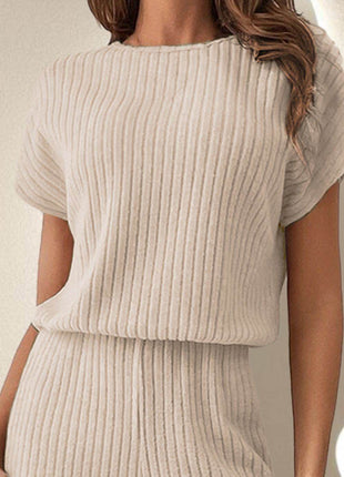 Round Neck Short Sleeve Jumpsuit - MimiStylez