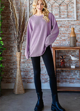 Heimish Full Size Round Neck Dropped Shoulder Blouse - MimiStylez