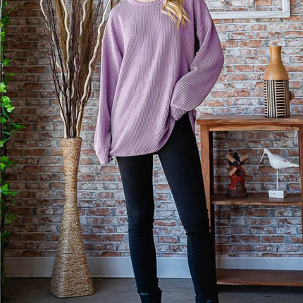 Heimish Full Size Round Neck Dropped Shoulder Blouse - MimiStylez