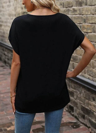 Heathered V-Neck Short Sleeve T-Shirt - MimiStylez