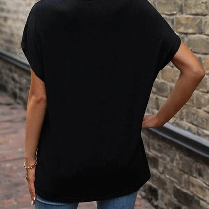 Heathered V-Neck Short Sleeve T-Shirt - MimiStylez