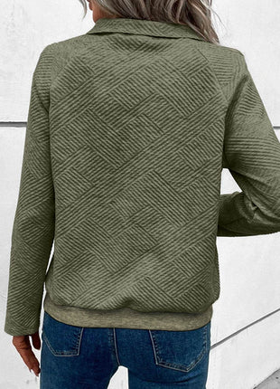 Geometric Snap Button Long Sleeve Sweatshirt - MimiStylez