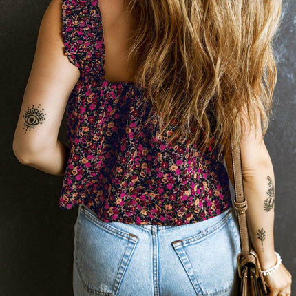 Printed Square Neck Tank - MimiStylez