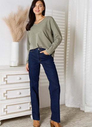 Culture Code Full Size V-Neck Long Sleeve T-Shirt - MimiStylez