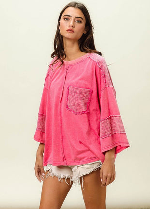 BiBi High-Low Washed T-Shirt - MimiStylez