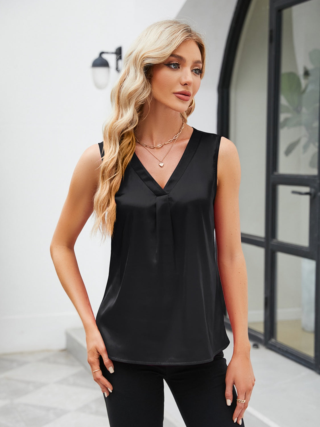 V-Neck Wide Strap Tank