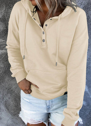 Dropped Shoulder Long Sleeve Hoodie with Pocket - MimiStylez