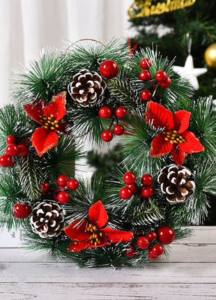 Christmas Wreath With Artificial Pinecone & Red Berries Wreath