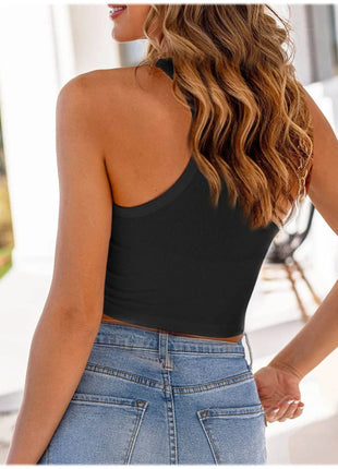 Full Size Ribbed Scoop Neck Cropped Tank Top Plus Size - MimiStylez