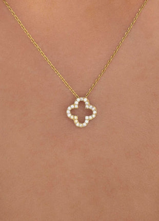 Inlaid Zircon Clover Pendant Necklace - MimiStylez