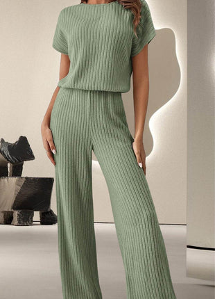 Round Neck Short Sleeve Jumpsuit - MimiStylez