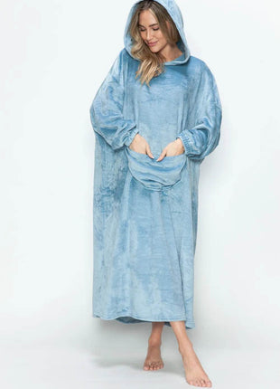 Double Take Full Size Pocketed Hooded Midi Lounge Dress - MimiStylez