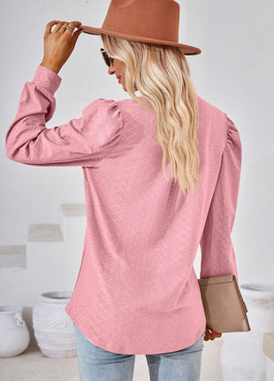 Notched Long Sleeve T-Shirt - MimiStylez