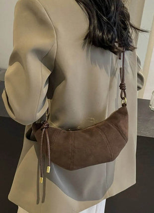 PU Leather Strap Suede Shoulder Bag - MimiStylez