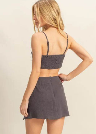 HYFVE Ruched Bra Top and Mini Skirt Set - MimiStylez