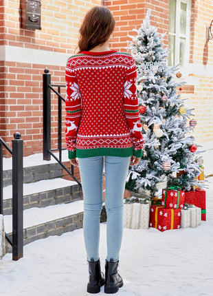 Letter Graphic Round Neck Long Sleeve Sweater - MimiStylez