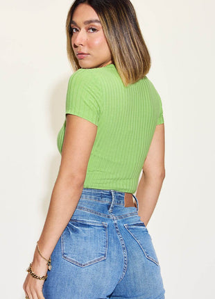 Basic Bae Full Size Ribbed Round Neck Short Sleeve T-Shirt - MimiStylez