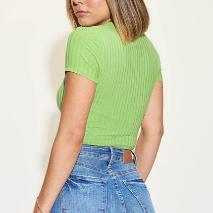 Basic Bae Full Size Ribbed Round Neck Short Sleeve T-Shirt - MimiStylez