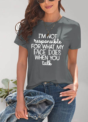 Letter Graphic Round Neck Short Sleeve T-Shirt - MimiStylez