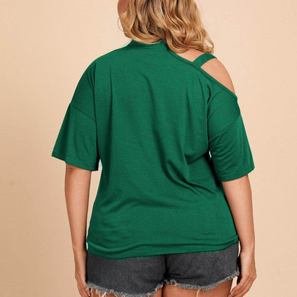 Plus Size Tied Cold-Shoulder Tee Shirt - MimiStylez