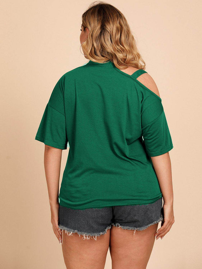Plus Size Tied Cold-Shoulder Tee Shirt - MimiStylez