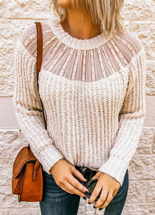 Round Neck Rib-Knit Sweater - MimiStylez