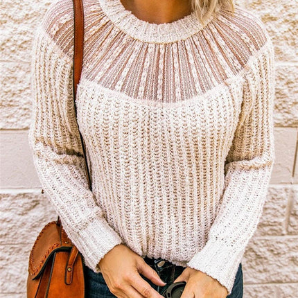 Round Neck Rib-Knit Sweater - MimiStylez
