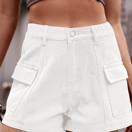 High Waist Denim Shorts with Pockets - MimiStylez