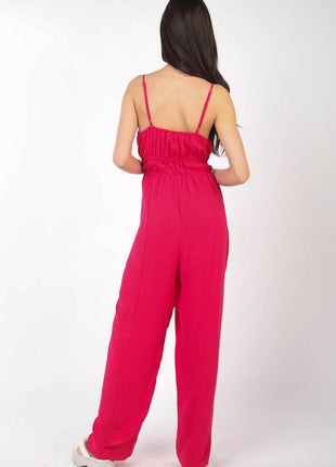 VERY J Pintuck Detail Woven Sleeveless Jumpsuit - MimiStylez