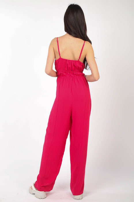 VERY J Pintuck Detail Woven Sleeveless Jumpsuit - MimiStylez