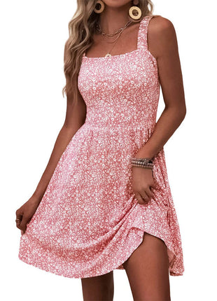 Women's Casual Square Collar Dress With Pockets - MimiStylez