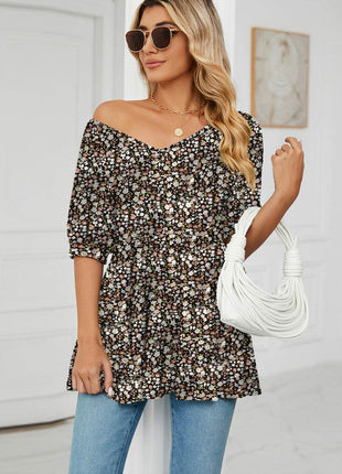 V-Neck Babydoll Blouse - MimiStylez