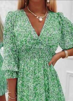 Full Size Ruffled Hem Floral Dress Plus Size - MimiStylez