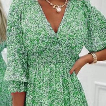 Full Size Ruffled Hem Floral Dress Plus Size - MimiStylez