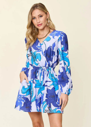 Double Take Full Size Floral Long Sleeve Romper with Pockets - MimiStylez