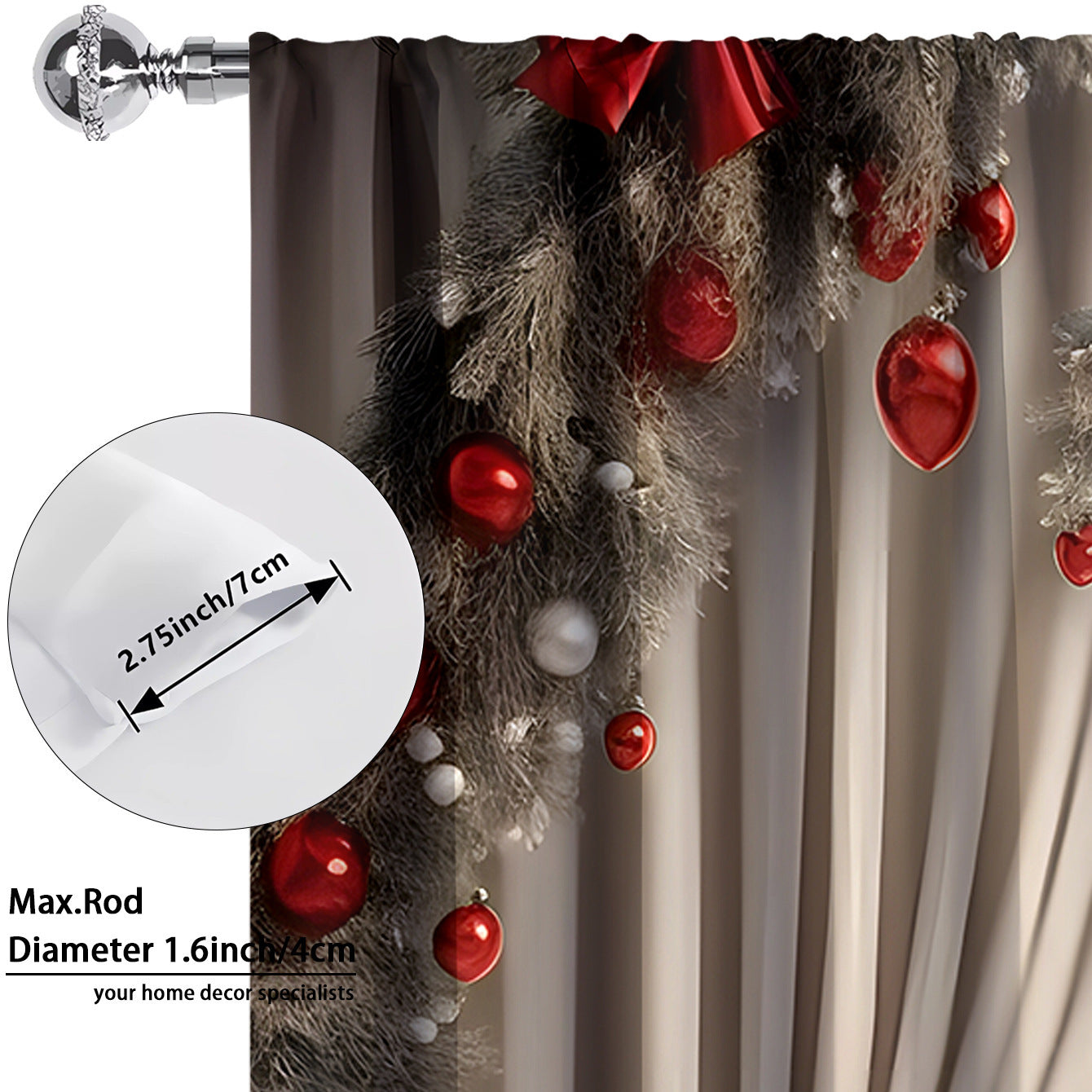 2PCs European Curtain Christmas Series